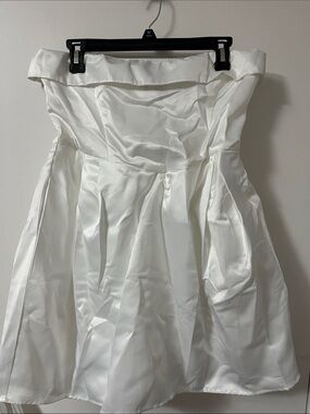 Strapless White Satin Party Dress